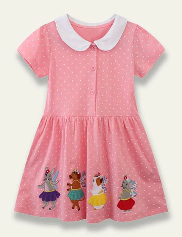 Cartoon Animal Embroidered Dress - Mini Taylor